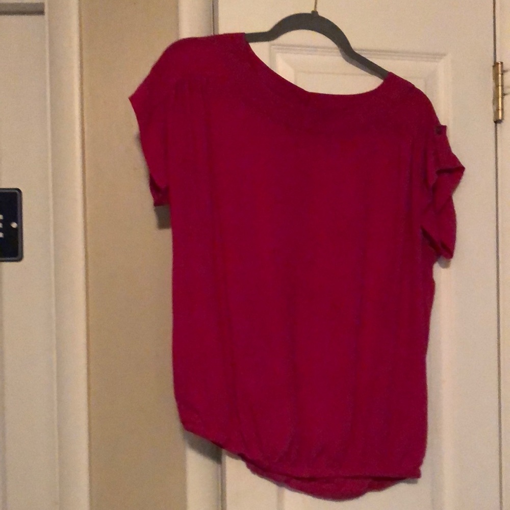 Fuchsia pink blouse.  Size Medium, good condition, elastic waist.